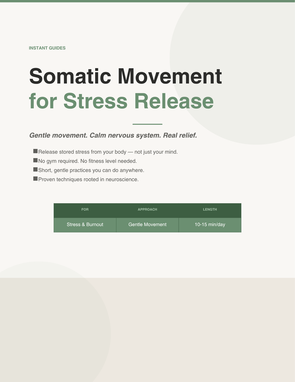 Somatic Movement for Stress Release