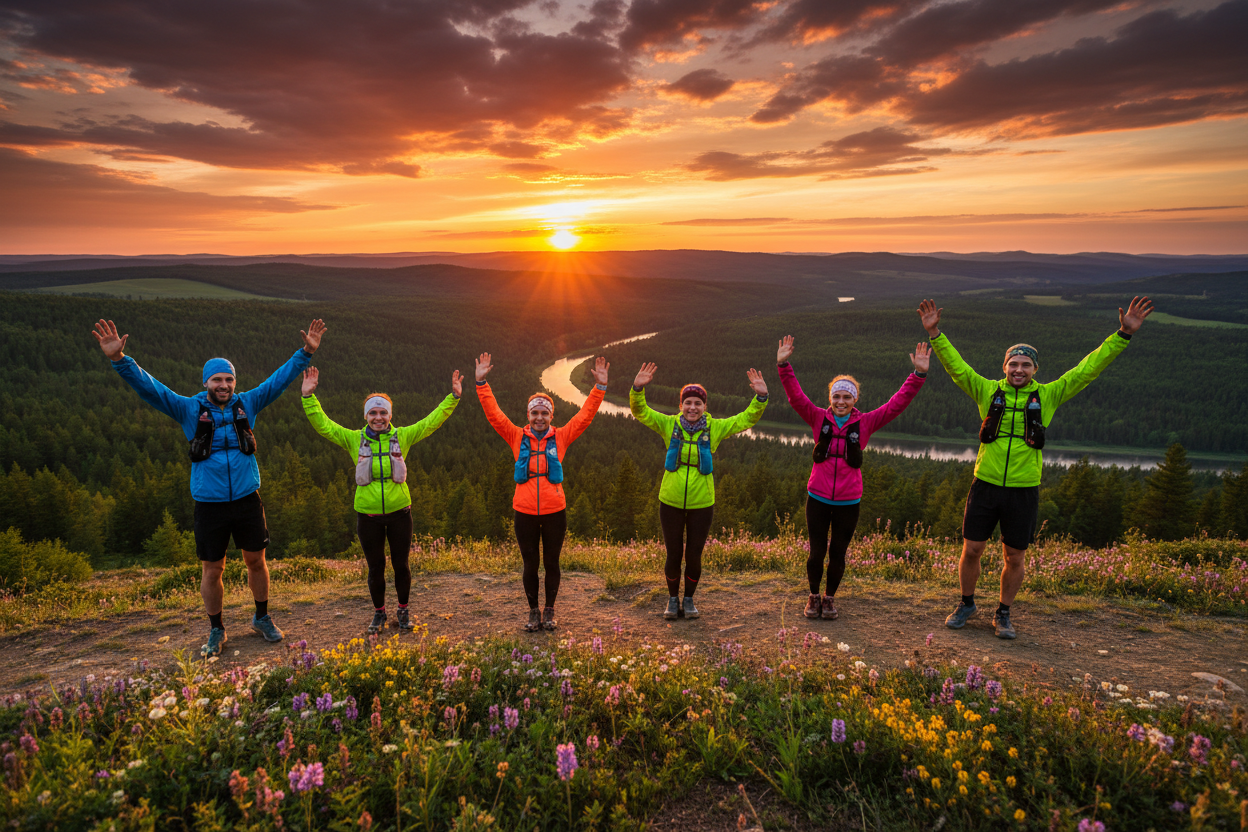 Trail runners celebrating
